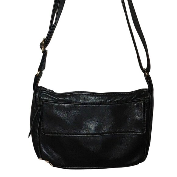 Crossbody Grace Leathers USA Vintage Shoulder Purse Black Adjustable Strap - Picture 2 of 12